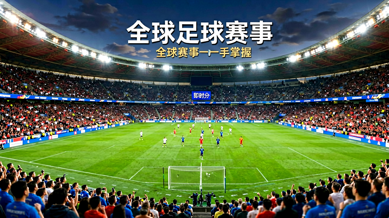 足球赛场全景，象征全球足球赛事覆盖